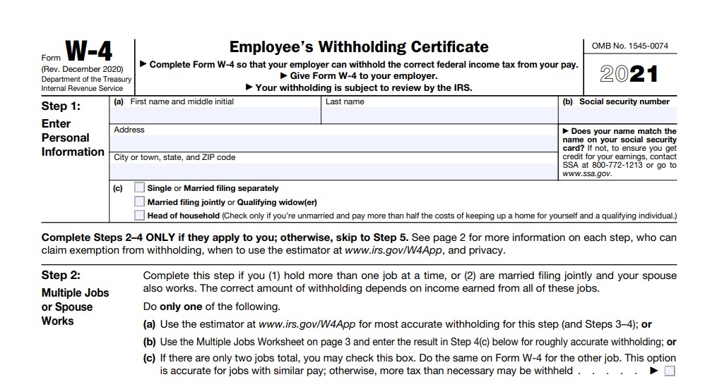 W4 Form 2021 Oregon W4 Form 2022 Printable