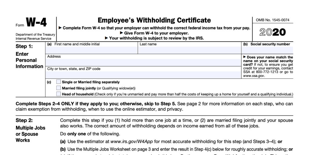 Form W 4 Fillable Printable Forms Free Online