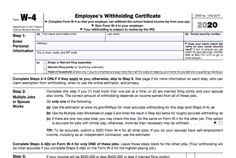 2022 W4 Form Printable IRS