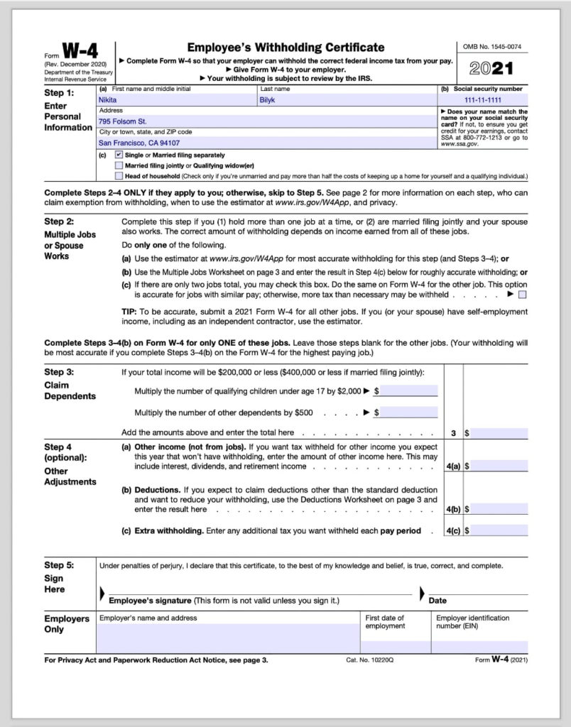 How To Fill Out 2020 2021 IRS Form W 4 PDF Expert W4